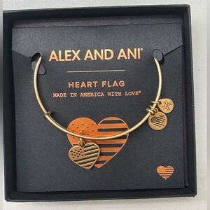 Alex and Ani Gold Heart Flag Charm Bracelet